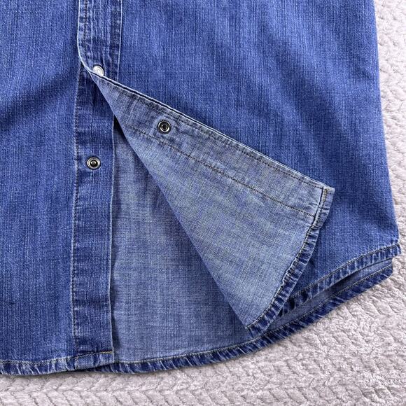 Mavi Unisex Denim Snap Shirt “John” Blue Long Sleeve Size Large- Long‎ Sleeve - Picture 5 of 14